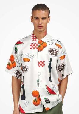 Carhartt WIP x ISIS Maria Dinner Print Short Sleeve Button-Down Shirt